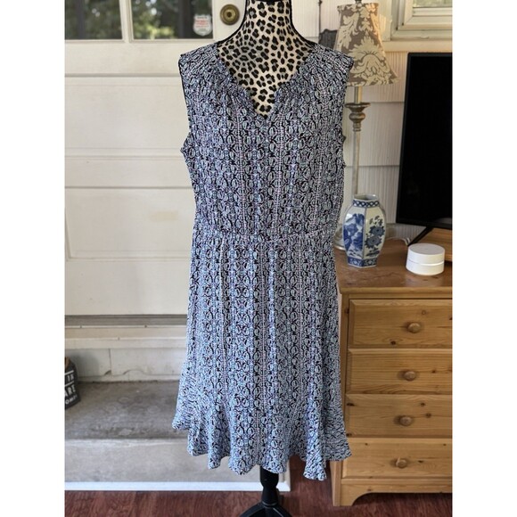Talbots Women’s Size 16 Blue Paisley Print Sleeveless Midi Dress  Wedding Guest - Picture 1 of 8